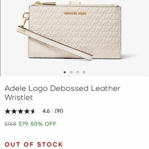 Michael Kors Adele Logo Debossed Leather Wristlet